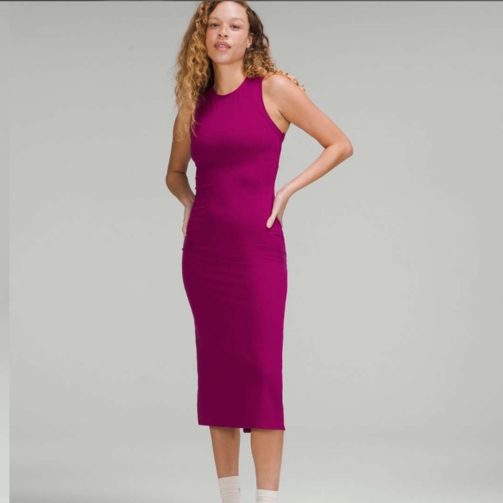 Lululemon All Aligned Midi Dress in Magenta Purple NWT